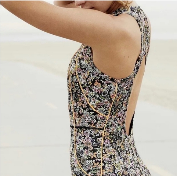 Free People FP Eden Performance One Piece Black Combo Neon Ditsy size medium - Picture 5 of 12